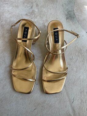 Size 8.5 Aqua Gold Strappy Sandals